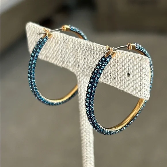 Swarovski Pave Crystal blue hoops - Picture 5 of 8